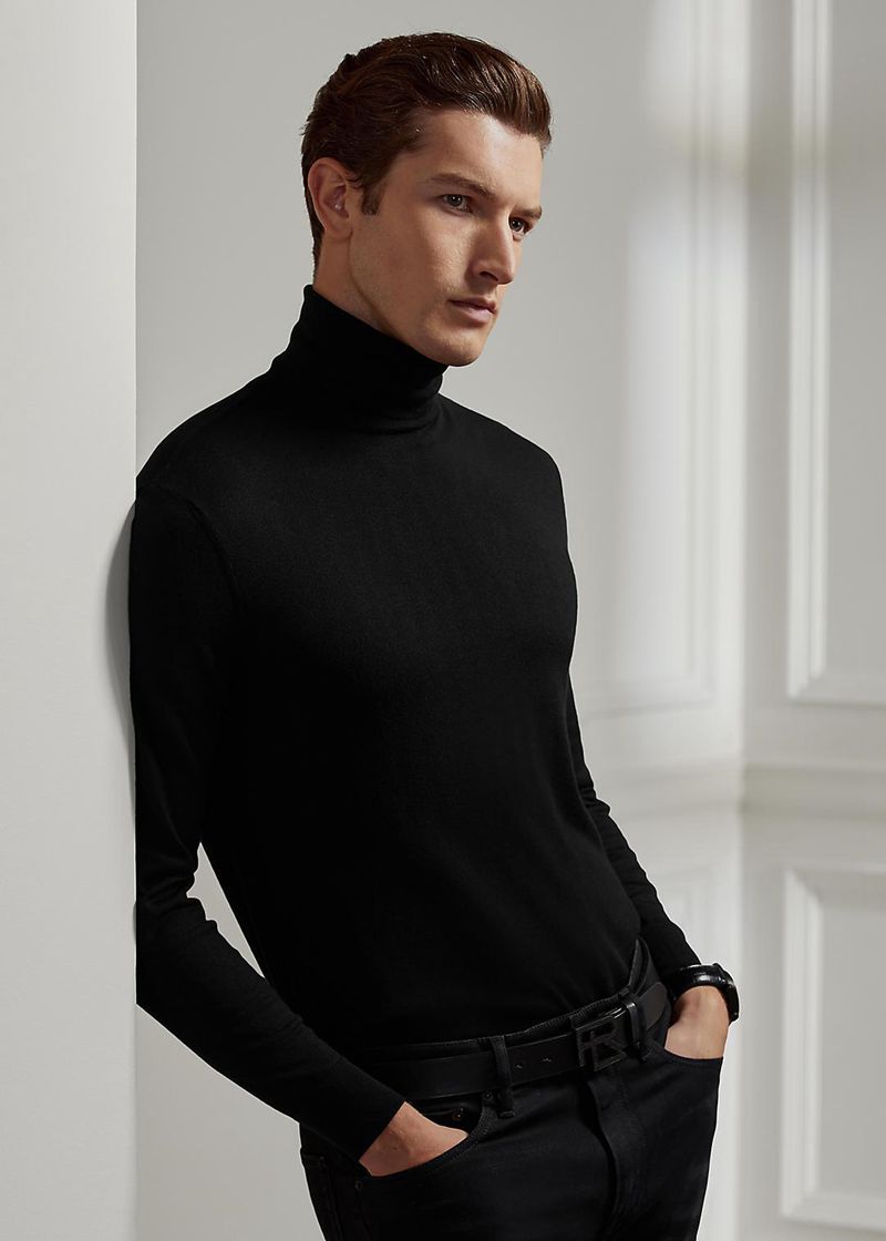 パープル レーベル セーター メンズ 黒 カシミヤ Roll Neck ジャンパー SOUPG9605